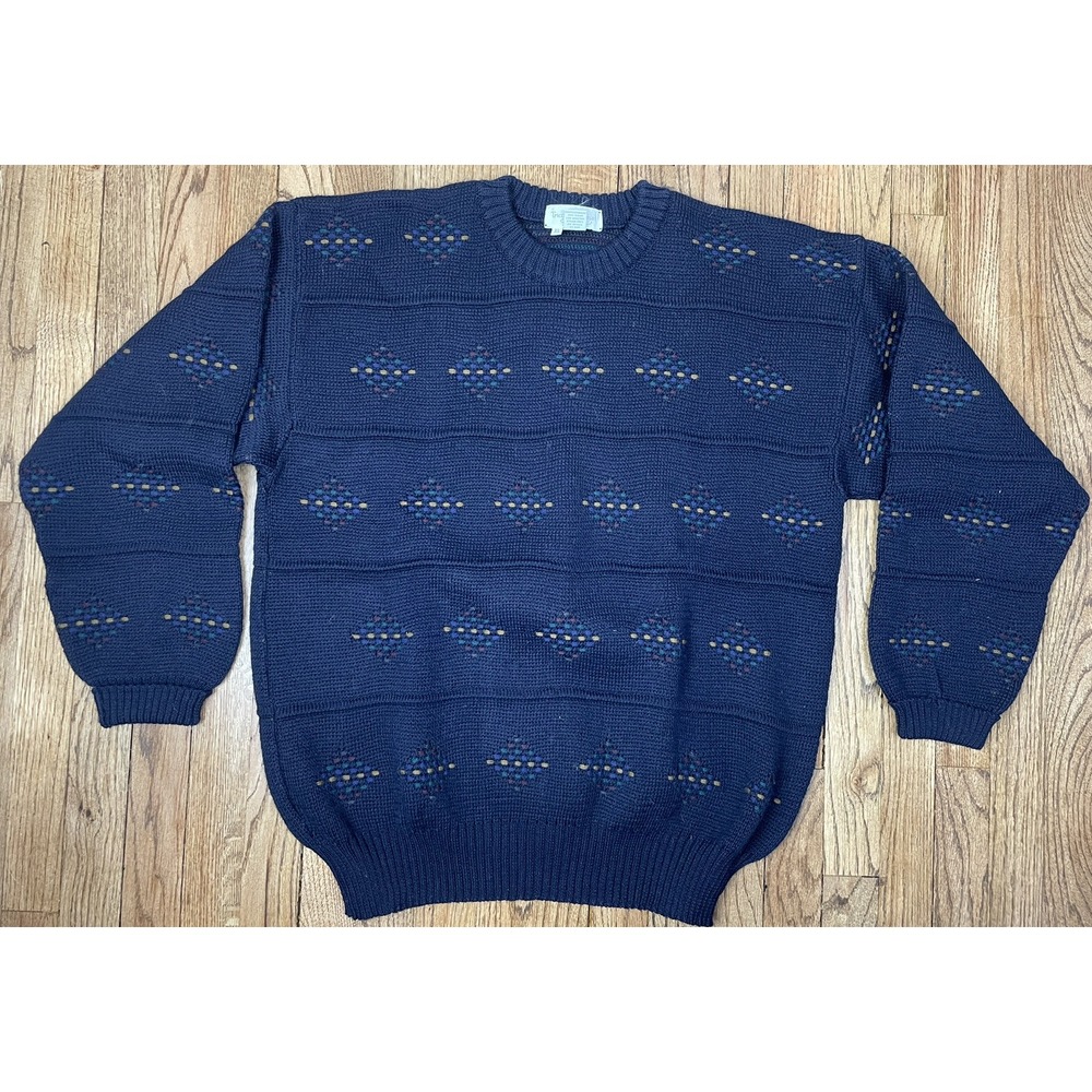 Vintage Tricots St. Raphael 100% New Merino Wool‎ Grandpa Sweater Blue Men's XL